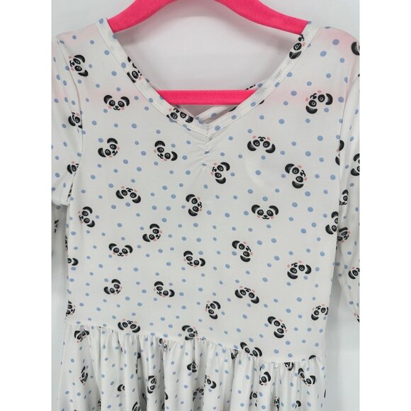 Dotdotsmile Girls Dress Size 5/6 White with Black Panda Bear Print New With Tags - Picture 5 of 5